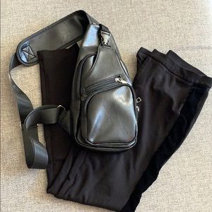 Michael kors pants and leather crossbody backpack.